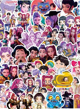 猎魔女团贴纸KPop DemonHunters周边卡通动画diy手帐装饰创意贴画