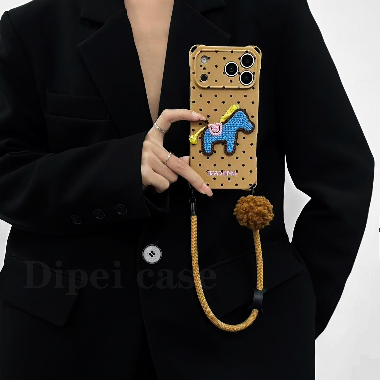 毛线小马~17promax四角开孔挂绳手机壳适用于苹果iPhone16Pro华为mate70pro/60新款Pura80手提14小米15斜挎13,3C数码配件,手机保护套/壳,淘宝优惠券,粉丝福利购,淘宝优惠卷