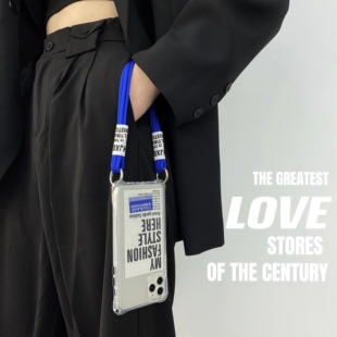 16pro 华为mate60 小米15 12斜挎14plus新款 三加一原创标签挂绳手机壳四角开孔适用苹果iPhone17promax