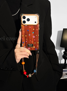 底纹星~mate60手机壳四角开孔17promax适用于苹果iPhone16Plus华为pura70pro/80斜挎手提小米15/14新款复古风