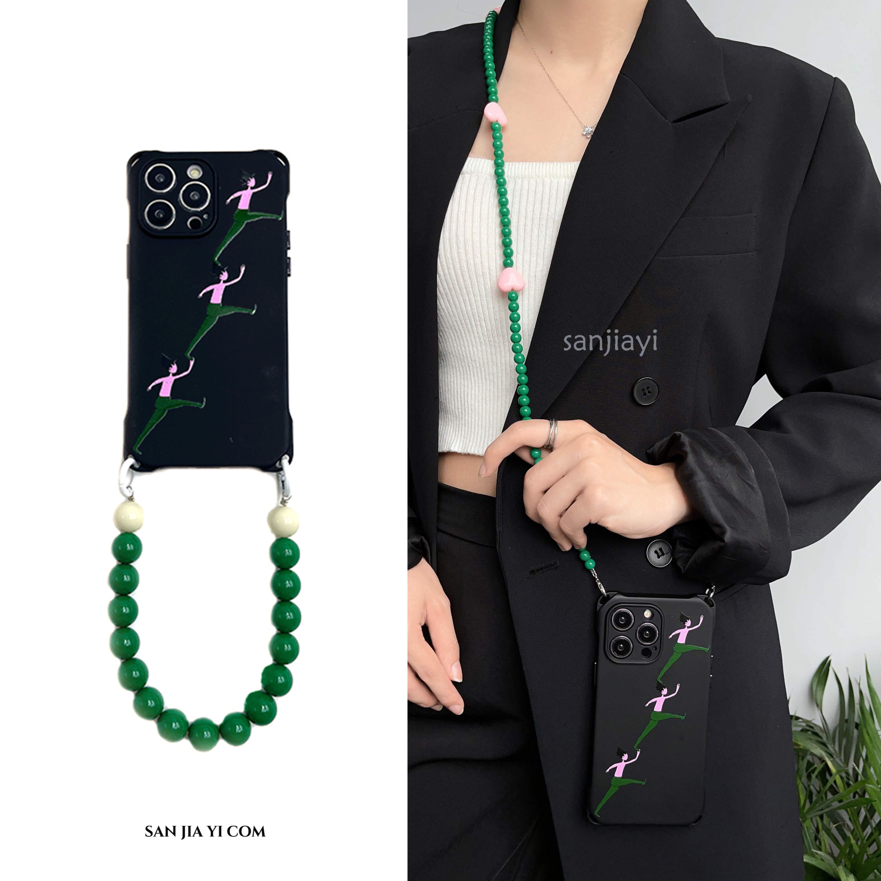 个性奔跑斜挎挂绳手机壳