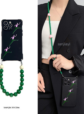 个性奔跑斜挎挂绳手机壳15Promax手腕链条12/13/11适用华为小米荣耀苹果iPhone14plus防摔mate60Pro新款p40软