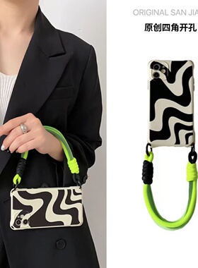 三加一原创iPhone14Promax手机壳防摔挂绳适用11苹果13新款15手腕xr侧背斜挎小众7/8plus华为mate40Pro/50/60