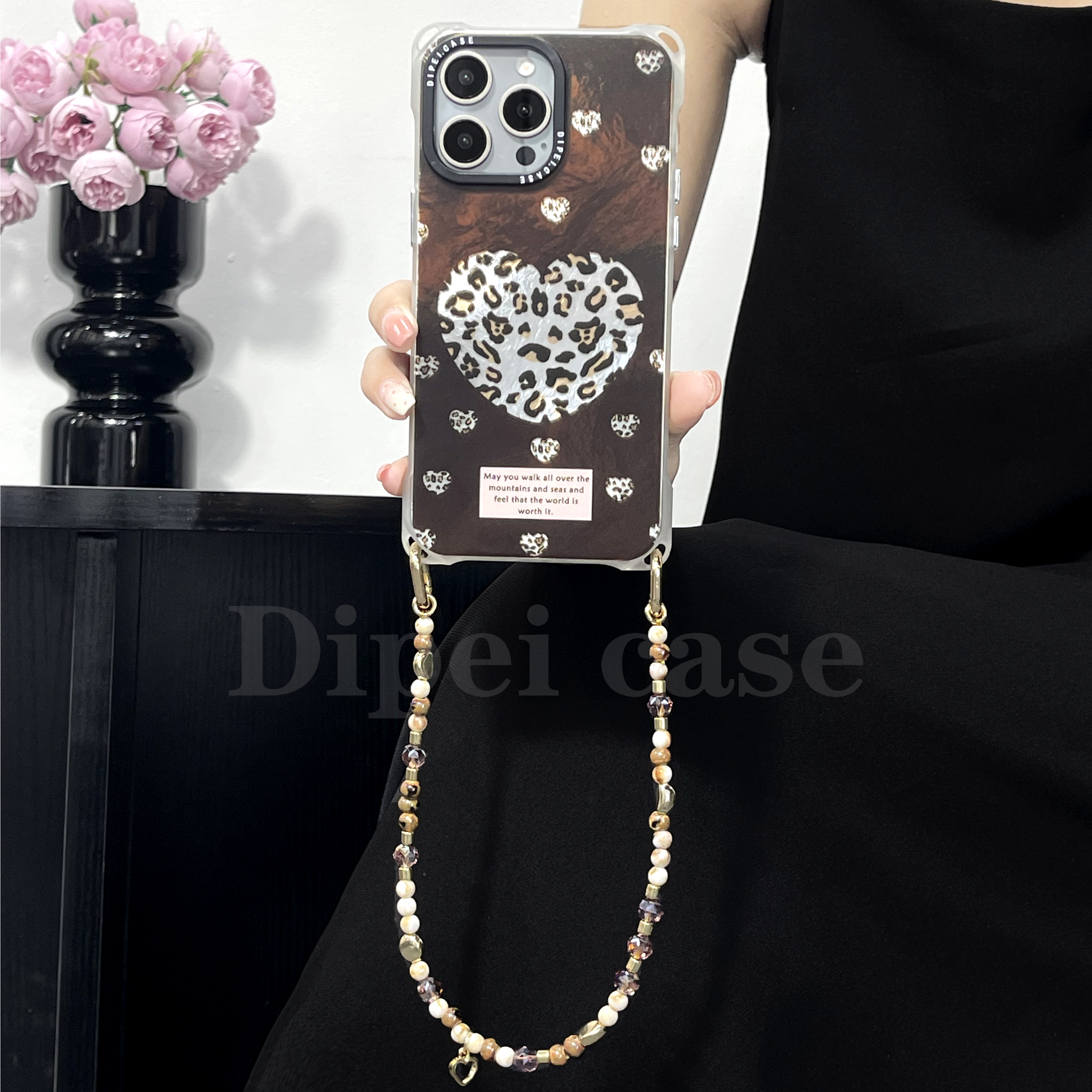 小性感豹纹链条手机壳手提