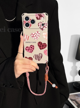 多纹星~mate60挂绳手机壳四角带孔17Promax适用苹果iPhone16plus华为pura80pro/70斜挎新款手提小米15/14百搭