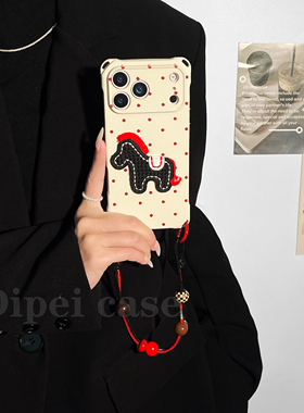 立体刺绣小马~mate60挂绳手机壳四角带孔17Promax适用苹果iPhone16plus华为pura80pro斜挎70新款手提15小米14