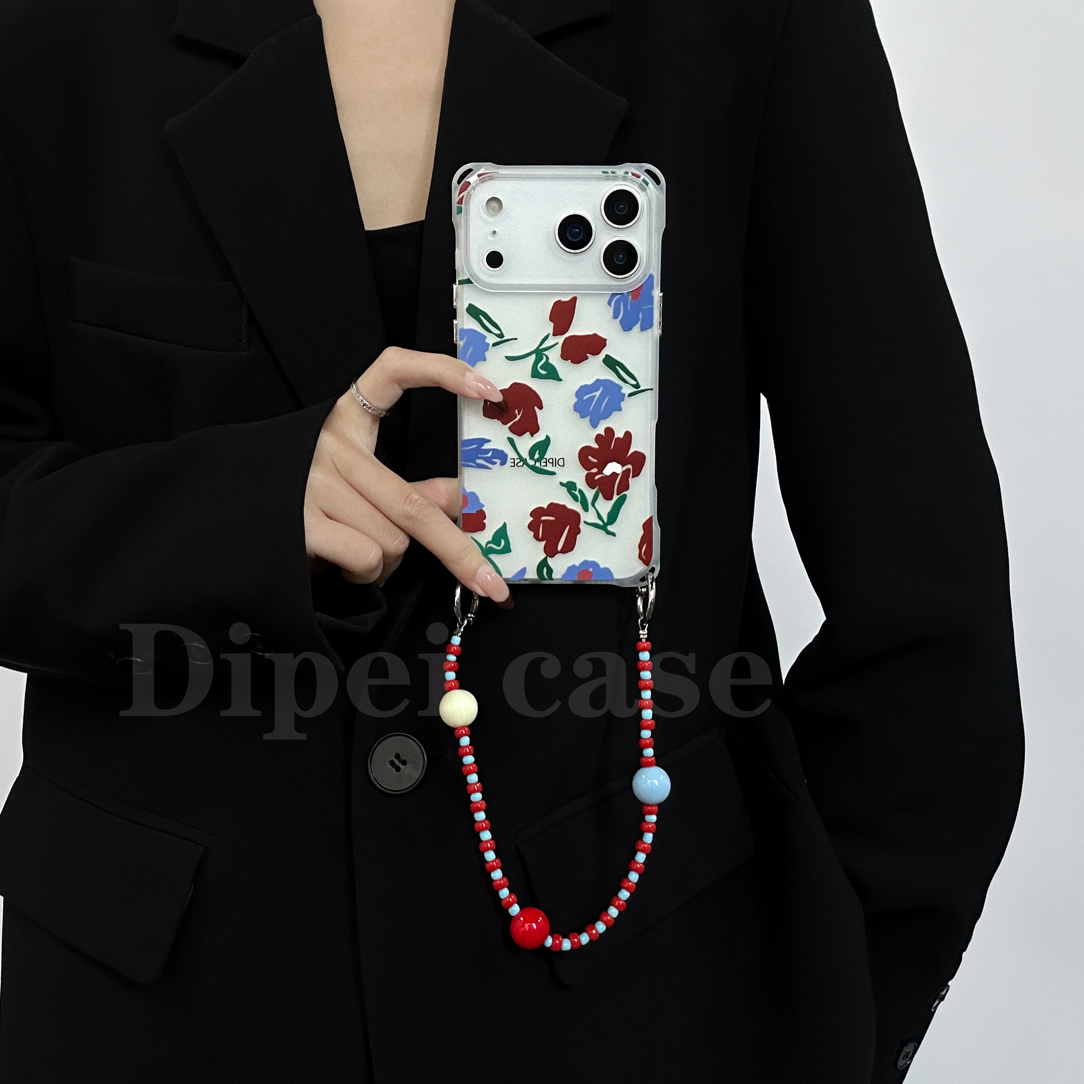 高质感防摔手机壳带链条斜挎