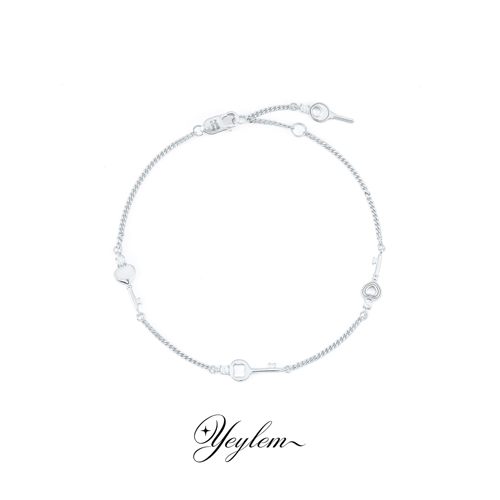 yeylem925银日系莫桑钻钥匙手链