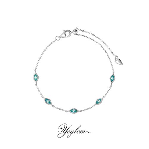 yeylem|湖光碧眼·帕拉伊巴色清冷感简约马眼钻极细925银手链