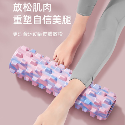 EVA狼牙棒实心泡沫轴迷彩45CM按摩轴普拉提开背器肌肉放松瑜伽柱