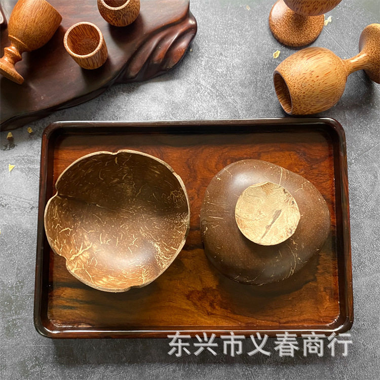 天然老椰壳碟花形肥皂盒水果碟甜品小碟加厚环保特色椰木产品