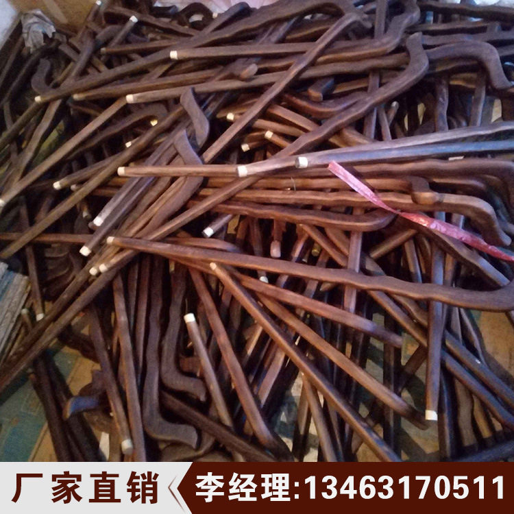 鸡翅木拐杖红花梨木拐棍红木雕刻老人专用一体手杖可