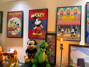 米奇装饰画潮流米老鼠米妮卡通卧室挂画复古美式壁画北欧落地画