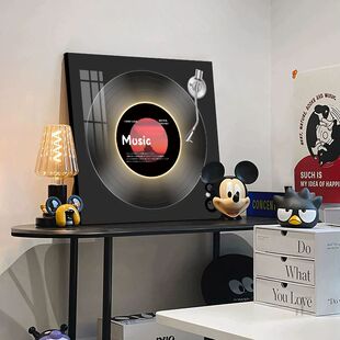 黑胶唱片音乐挂画客厅斗柜氛围感led音响装饰画卧室床头发光摆画
