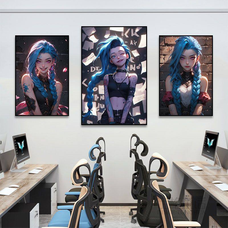 英雄联盟lol挂画电竞房墙游戏人物装饰画金克丝萝莉美女卧室壁画