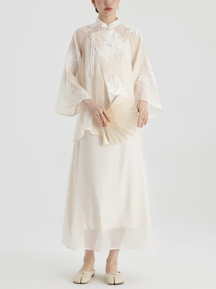 新中式吊带提花套装连衣裙