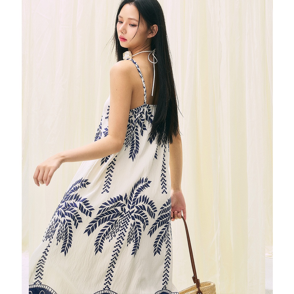 夏安若【盛都】25夏新法式海边度假风波西米亚印花吊带A字流苏长