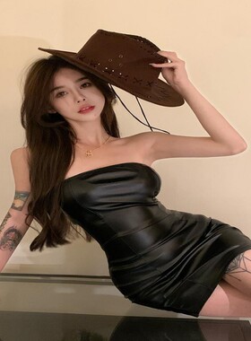 夏安若连衣裙女韩版紧身抹胸裙子2023夏季纯欲风黑色包臀短裙潮