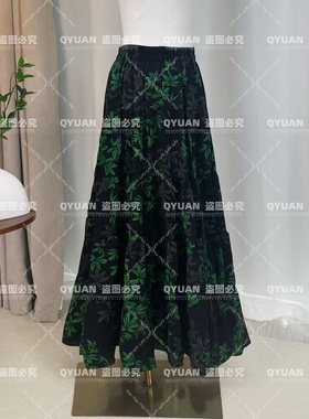 250119大裙摆2025秋季新款碎花半身裙复古高腰显瘦长裙