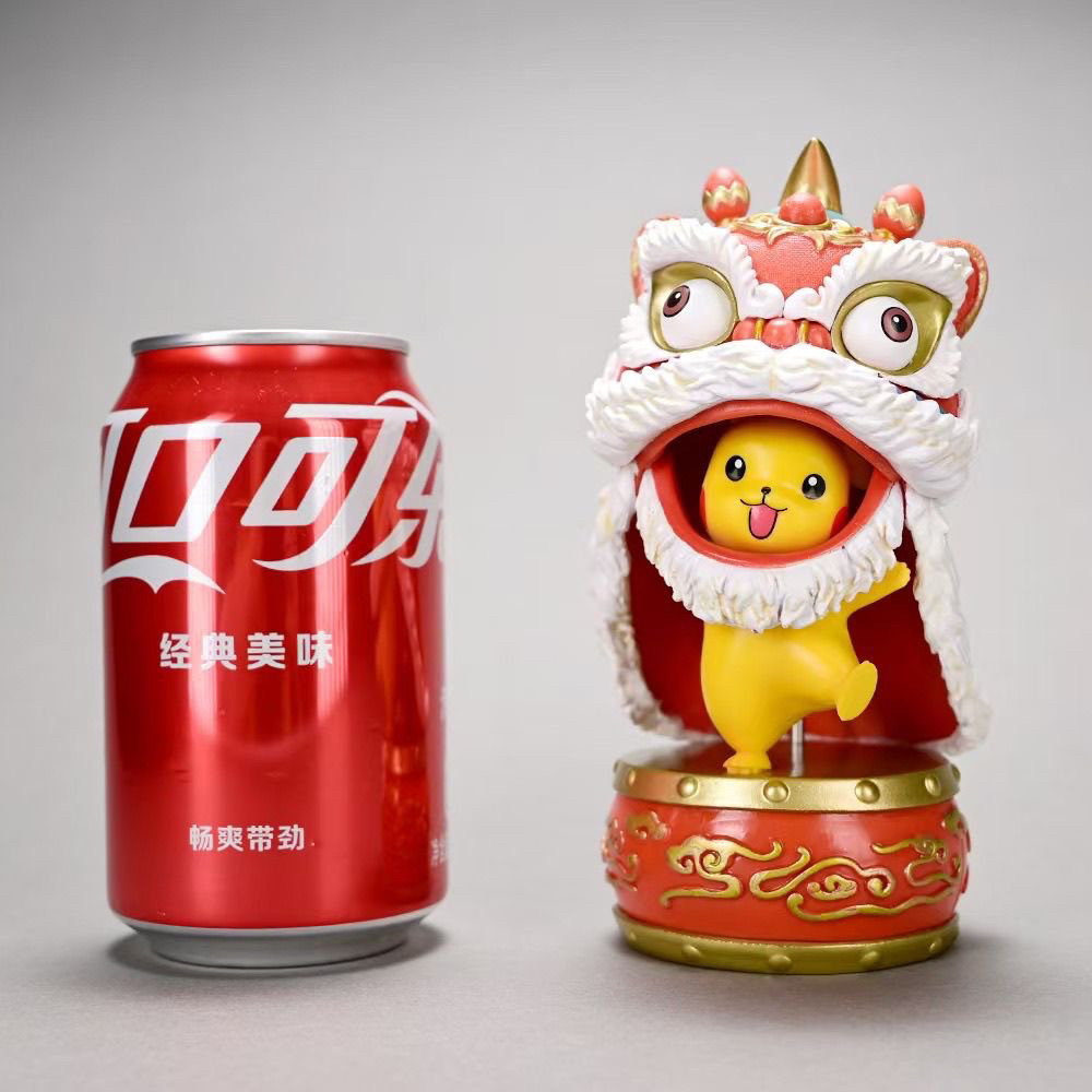 全款宠物小精灵舞狮皮卡Q新年款皮卡丘模型潮玩公仔摆件