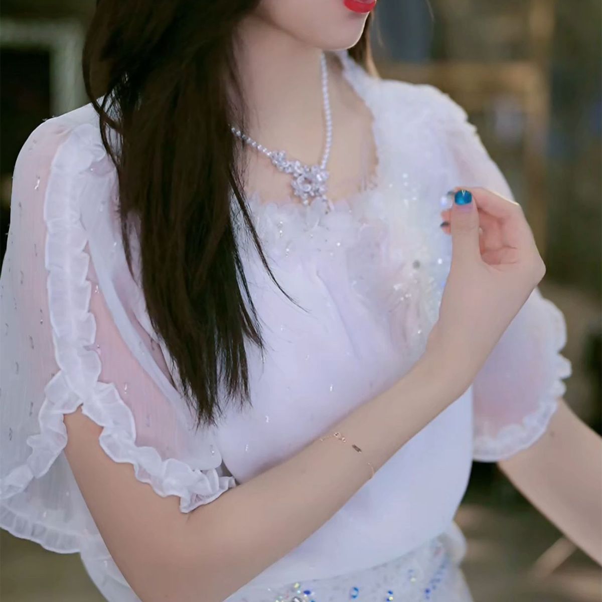 中老年女时尚衬衫白色短袖上衣衬衣立体花妈妈装小衫打底衫春夏装