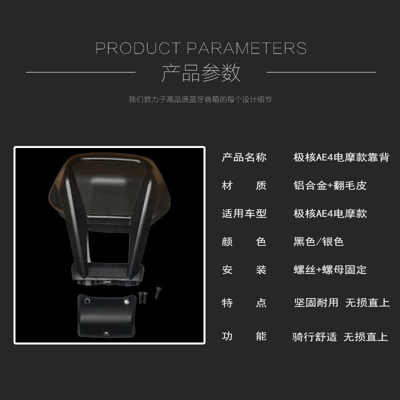 适用适用极核AE4电摩款靠背改装配件后靠背一体加固加厚改装配件