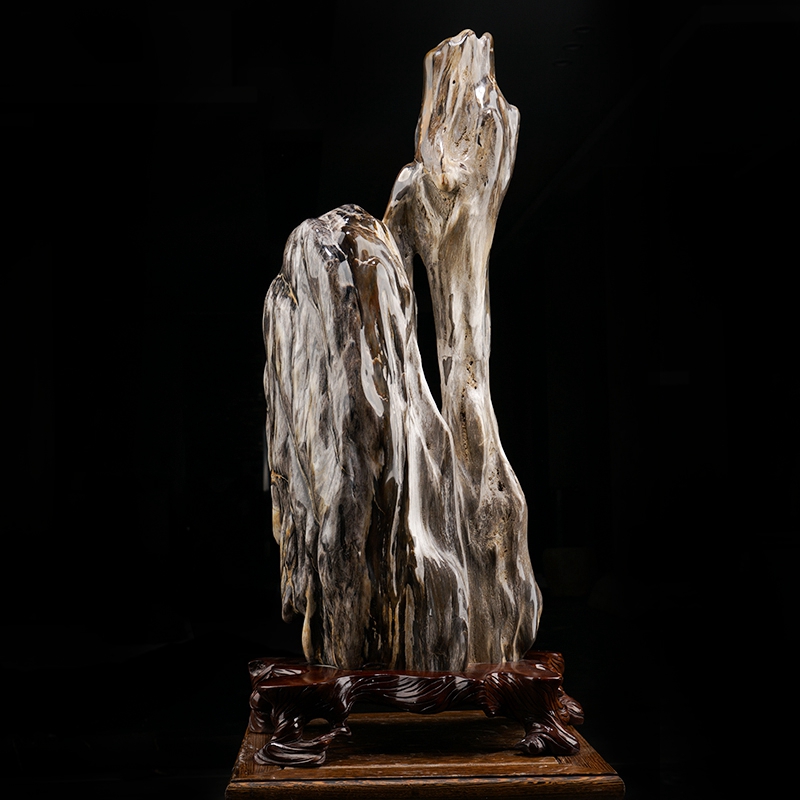 风水摆件客厅博古架树化玉