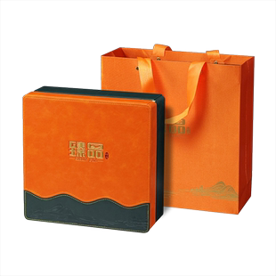 臻品海参燕窝通用包装盒高档橙色皮盒滋补品山珍海味干货礼盒空盒