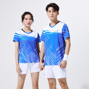 快干羽毛球服套装短袖无领上衣短裤速干吸汗男女夏T恤排球衣乒乓