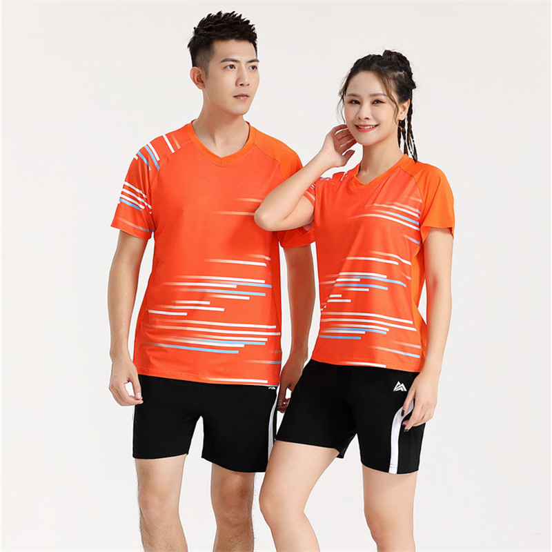 快干速干羽毛球服套装男女夏黑白色T恤比赛排球队服运动乒乓球衣