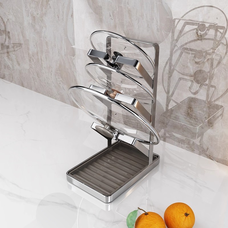 菜板砧板家用刀架放置架厨房台面304不锈钢锅盖多功能置物收纳架