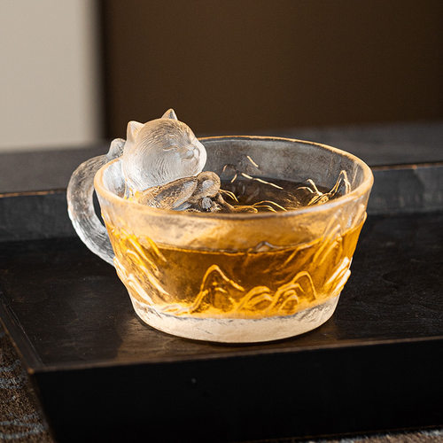 朕的江山故宫文创琉璃御猫杯猫咪茶杯水晶玻璃主人杯高档个人专用