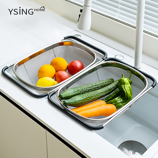 水槽沥水篮新款 大号长方形厨房洗菜盆可伸缩洗碗池洗水果碗筷架子