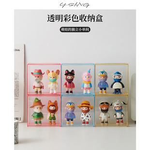 盲盒收纳盒透明单个防尘桌面展示架适用泡泡玛特小摆件手办展示盒