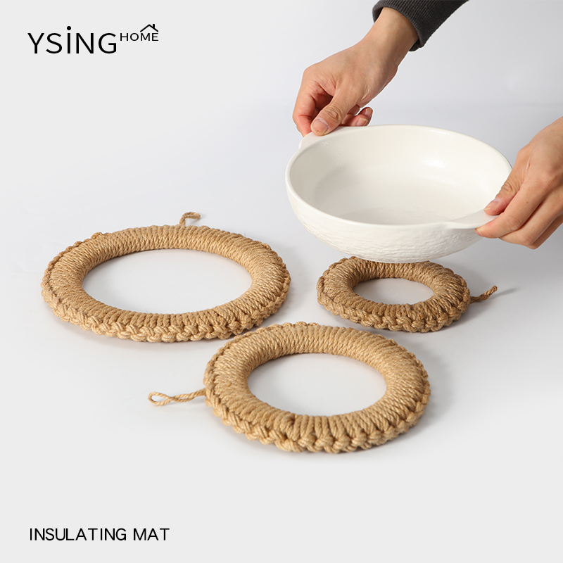 编织隔热垫餐桌垫防烫耐高温桌面麻绳盘子锅垫圆形厨房日式菜垫子