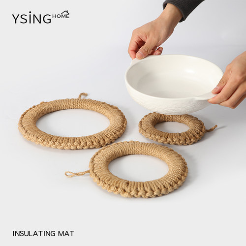 编织隔热垫餐桌垫防烫耐高温桌面麻绳盘子锅垫圆形厨房日式菜垫子