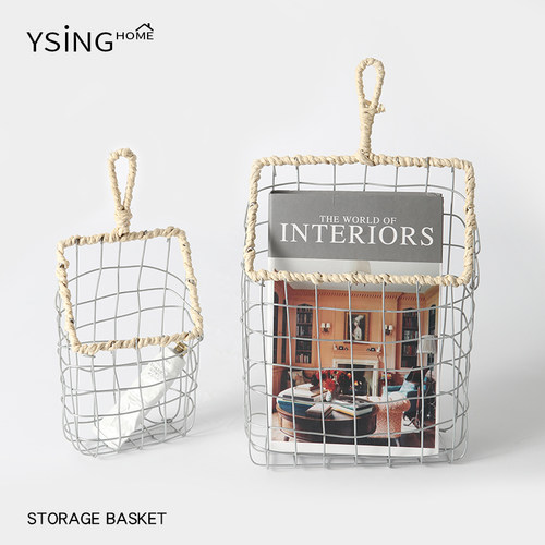 铁艺挂篮ins编织水果零食收纳筐挂式宿舍床边浴室厨房杂物收纳篮