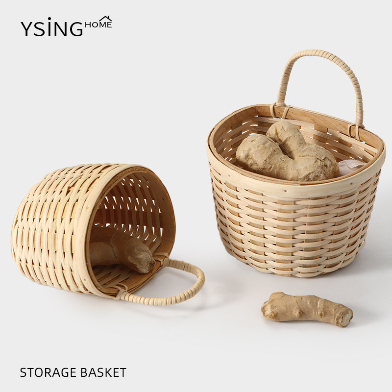 藤编悬挂小挂篮厨房葱姜大蒜杂物收纳筐家用壁挂吊篮手工编织篮子