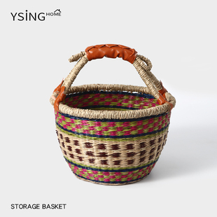 编织手提篮姜蒜厨房菜篮子浴室收纳筐家用手工杂物零食鸡蛋篮果篮