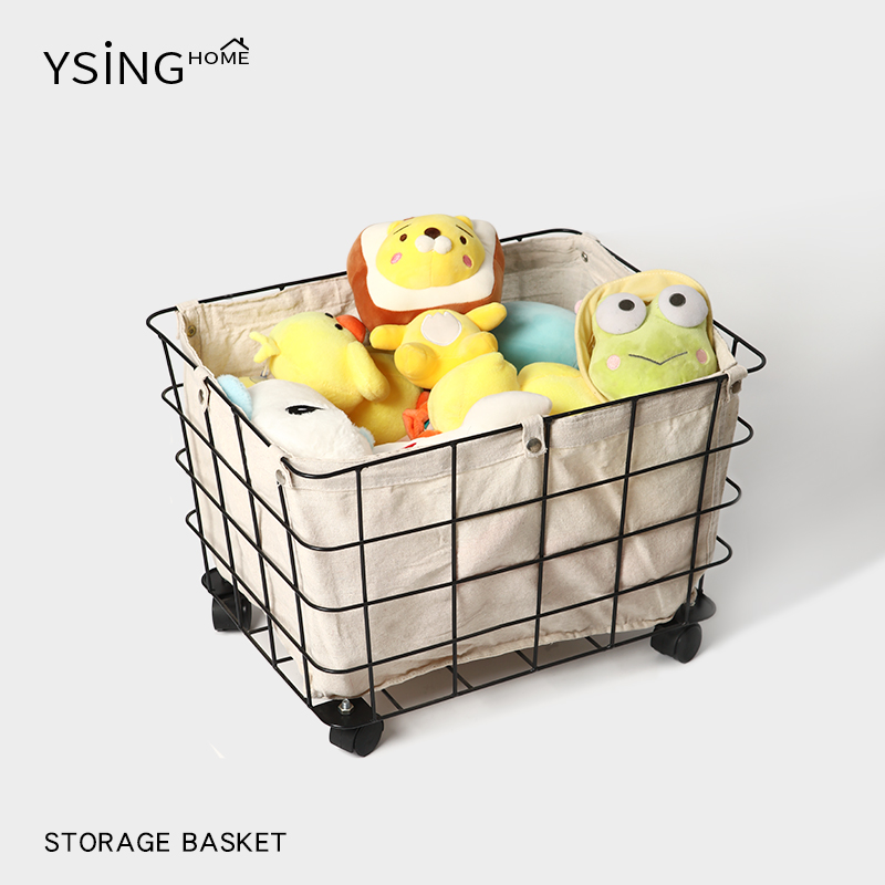 铁艺可移动公仔玩偶收纳篮