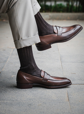 英国George Cleverley手工便士乐福皮鞋男固特异工艺Penny loafer