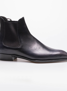 Oct Tenth手工固特异切尔西靴 手缝沿条结构 黑灰擦色Chelsea皮靴