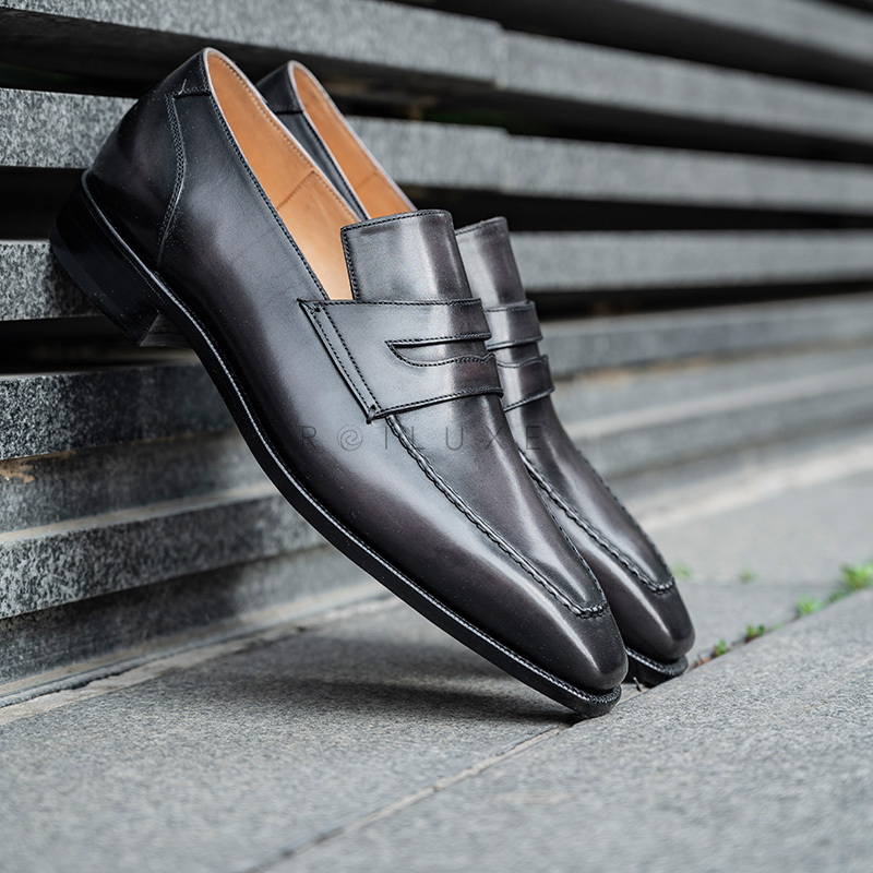 雅生AXEN固特异工艺牛皮乐福皮鞋