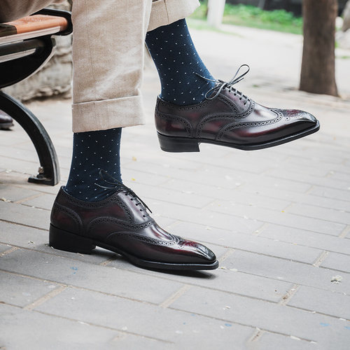 意大利手工固特异布洛克牛津鞋