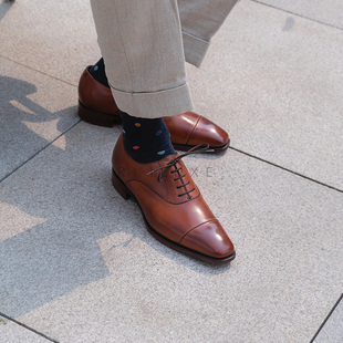 男 手工棕擦色牛津鞋 TG73楦Oxford 英国Gaziano&Girling固特异皮鞋