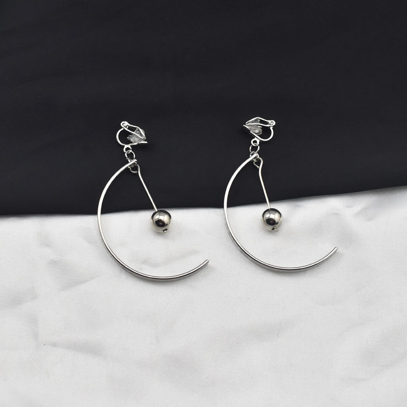 时尚港风三角耳夹个性半圈珠子夸张耳饰女简约小众日韩耳环百搭