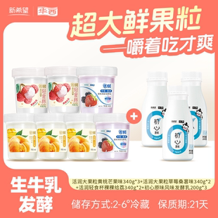 新希望华西活润大果粒塑杯草莓桑葚黄桃芒果青提荔枝风味酸奶340g