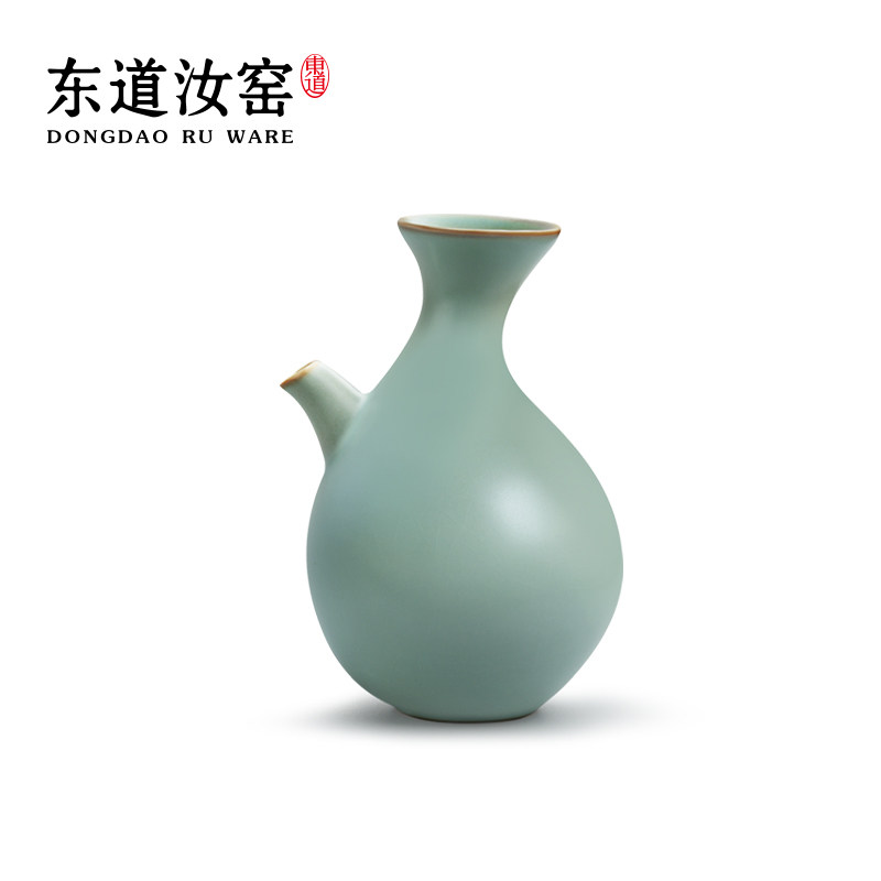 东道汝窑陶瓷茶具酒具分酒器老东道茶壶冰裂釉 天青色 礼盒装
