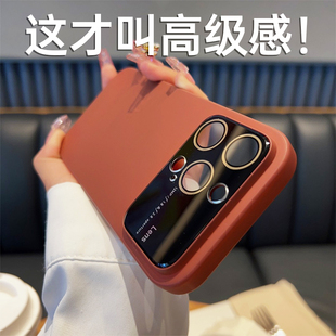 适用苹果14promax手机壳女新款 大视窗护镜iphone13自带镜头膜12全包防摔plus高级感小众男14pro网红磨砂超薄