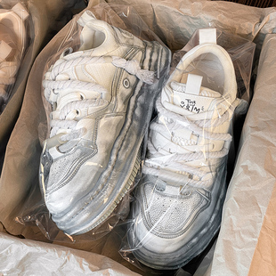 做旧溶解鞋 百搭休闲板鞋 男女款 7cm厚底增高鞋 2025新款 左奇函同款